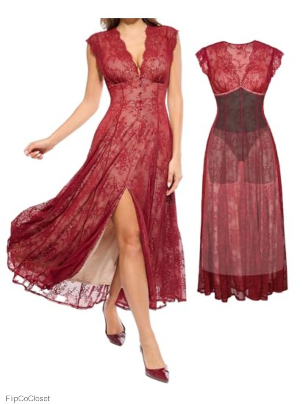 Lace Formal Cocktail Wedding Guest Dress for Women Flutter Sleeve A-Line Maxi
